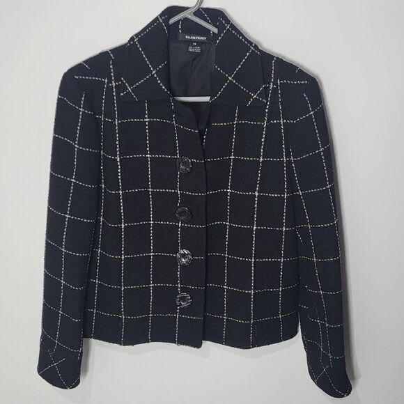 Ellen Tracy Black & White Wool (97%) Jacket - Picture 1 of 9